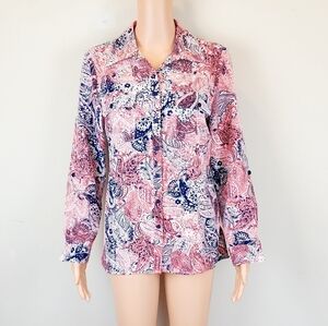 Kim Rogers Long Sleeve Floral Button Down Shirt